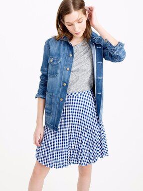 J.Crew Blue Gingham Pleated Mini Skirt Size 8